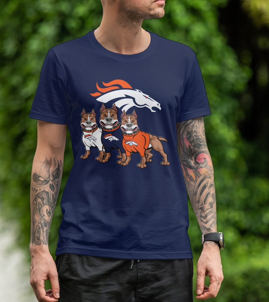 Denver Broncos With Pitbull T-Shirt