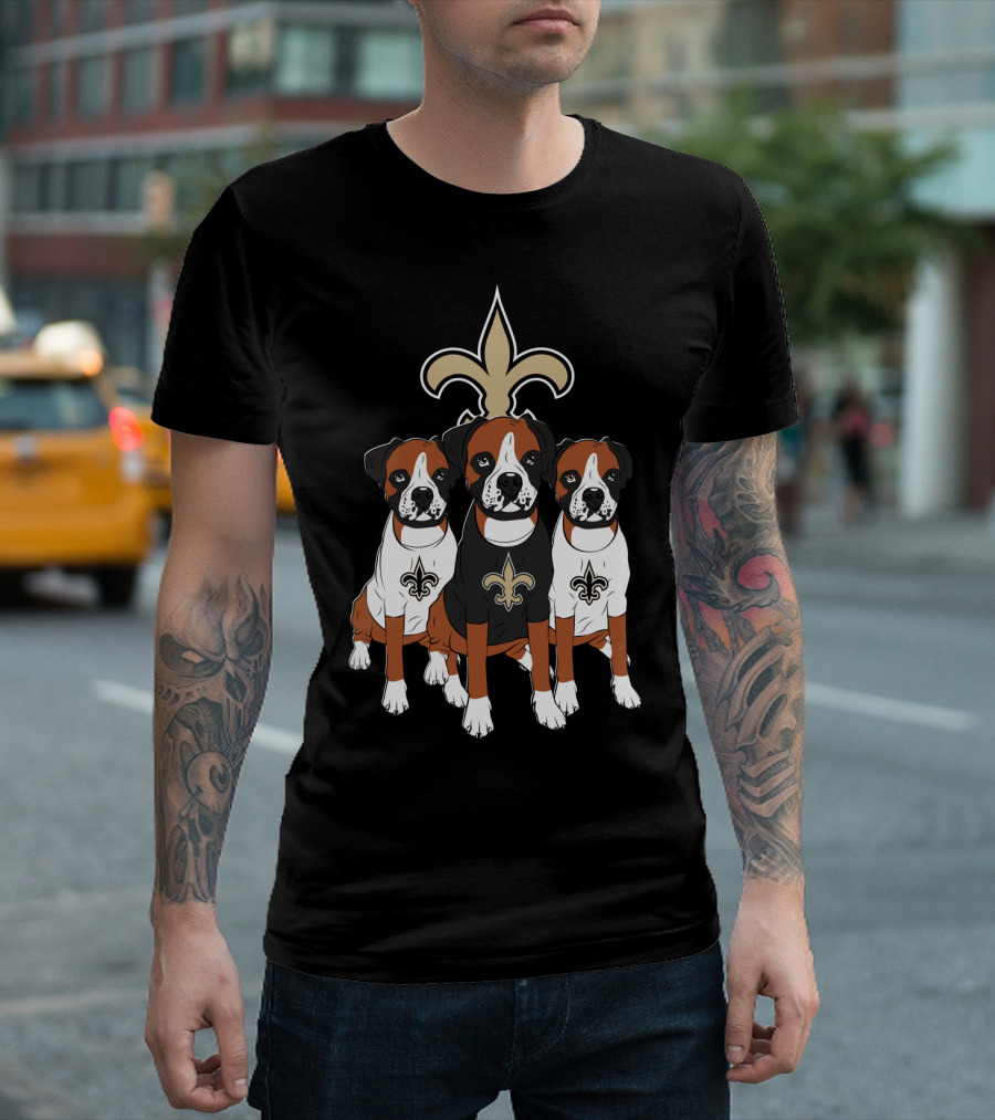 New Orleans Saints Boxer Dog Trio T-Shirt