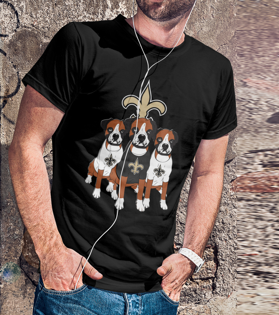 New Orleans Saints Boxer Dog Trio T-Shirt