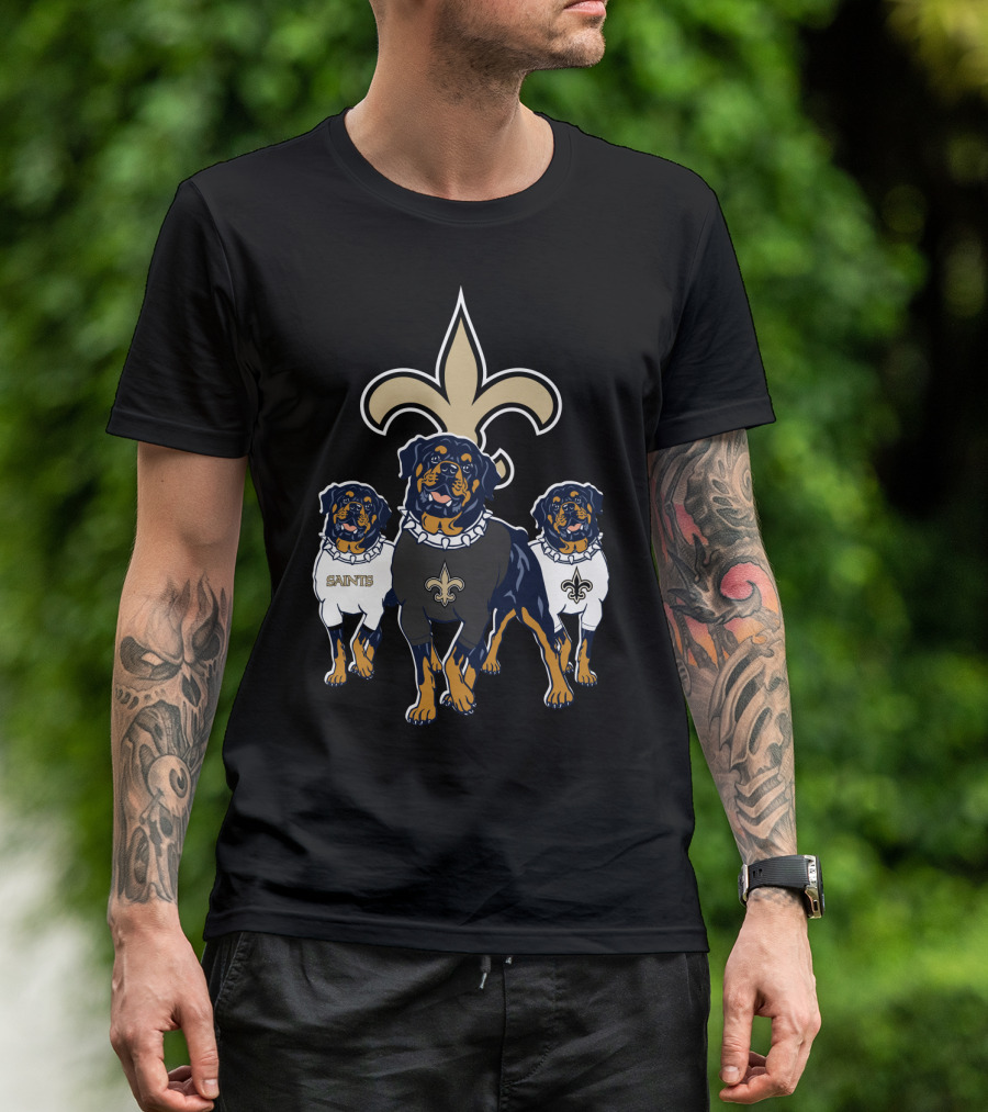 New Orleans Saints Rottweiler Trio Fleur-De-Lis T-Shirt