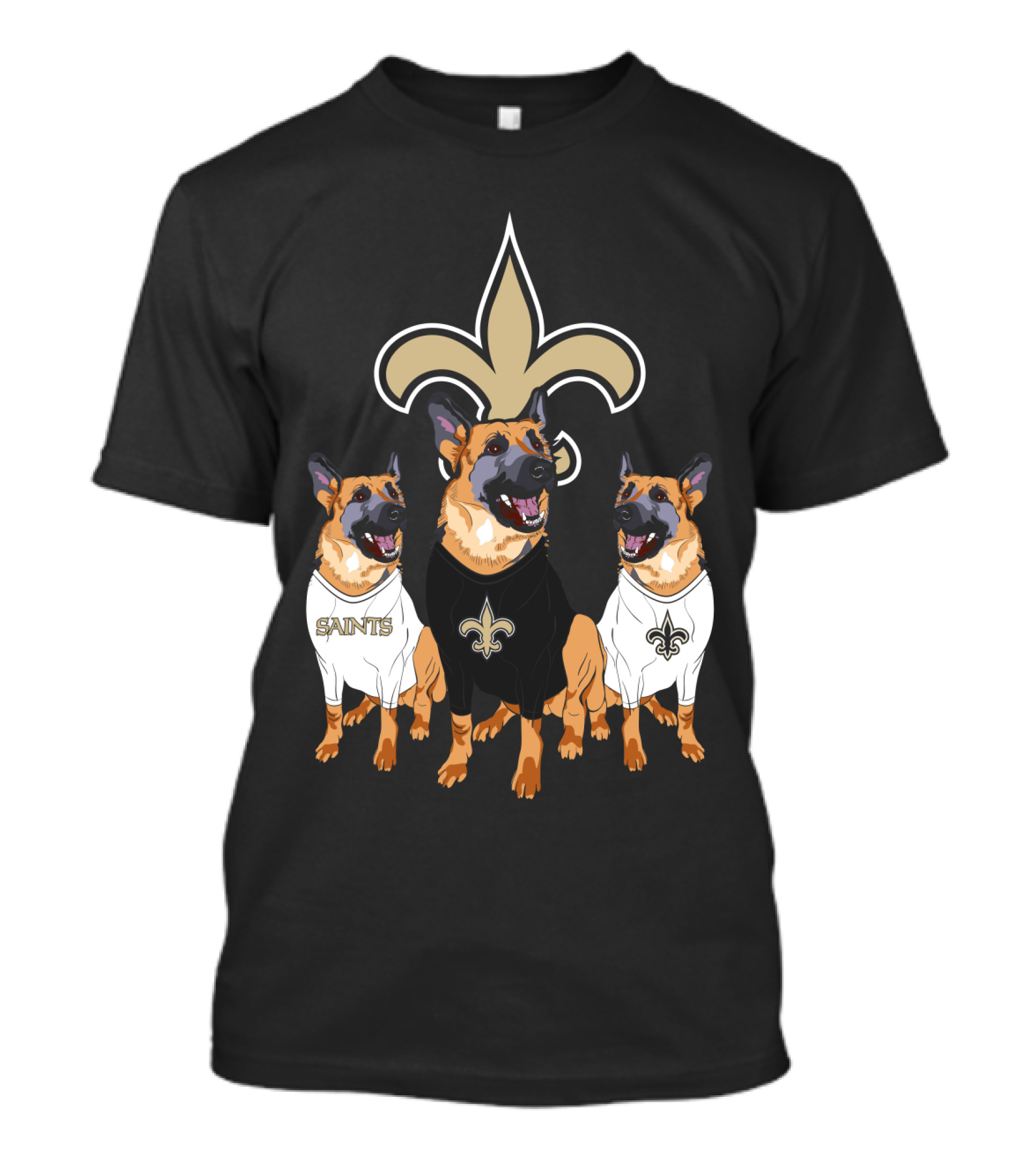 Saints Fleur-De-Lis German Shepherd Trio T-Shirt