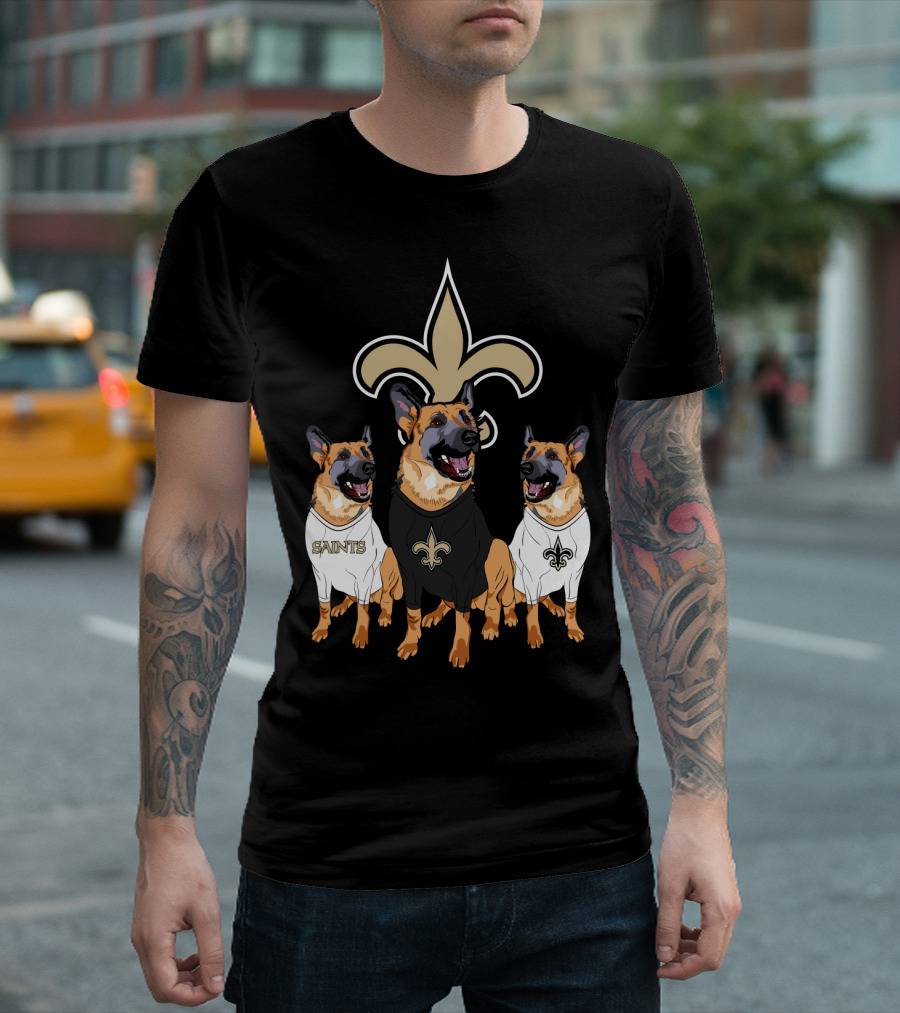 Saints Fleur-De-Lis German Shepherd Trio T-Shirt