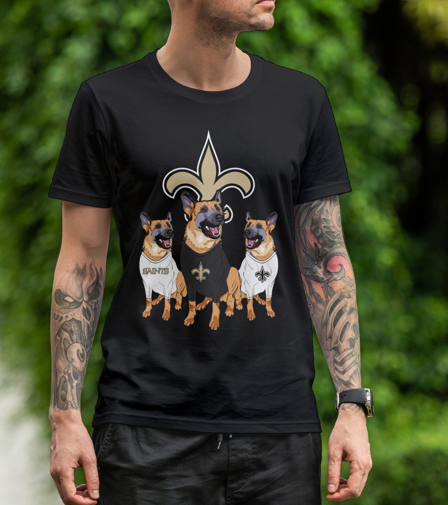 Saints Fleur-De-Lis German Shepherd Trio T-Shirt