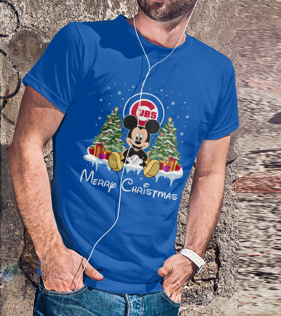 Merry Christmas Chicago Cubs Mickey Mouse T-Shirt