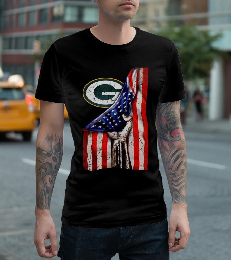 Patriotic Green Bay Packers American Flag Combination T-Shirt