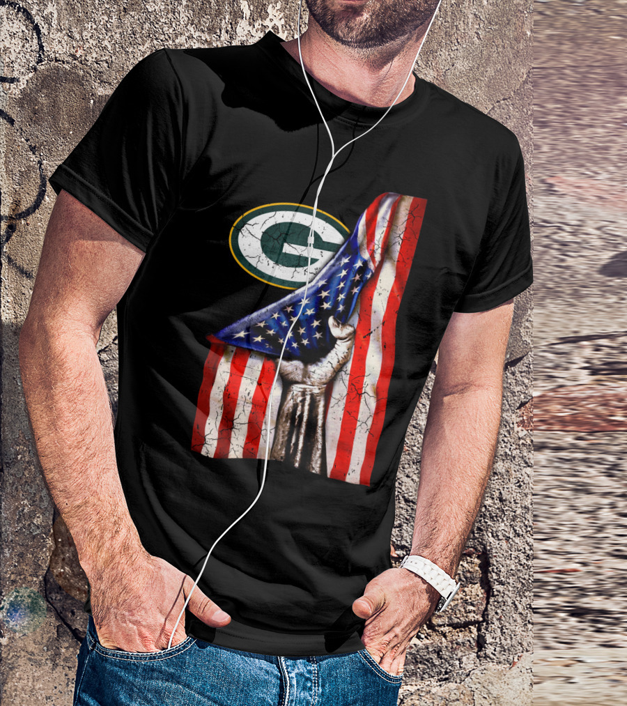 Patriotic Green Bay Packers American Flag Combination T-Shirt