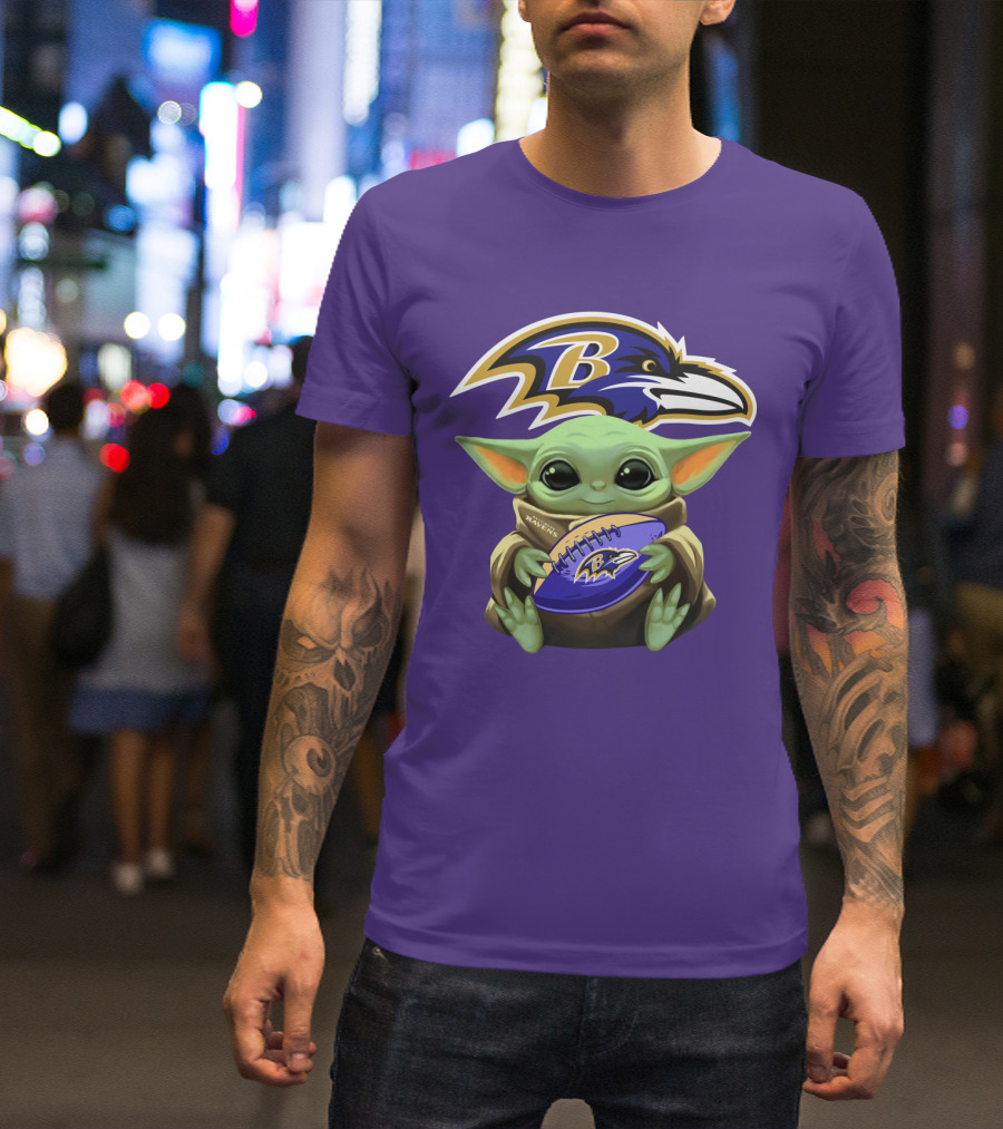 Babyyoda Star Wars Baltimore Ravens Football Crossover T-Shirt