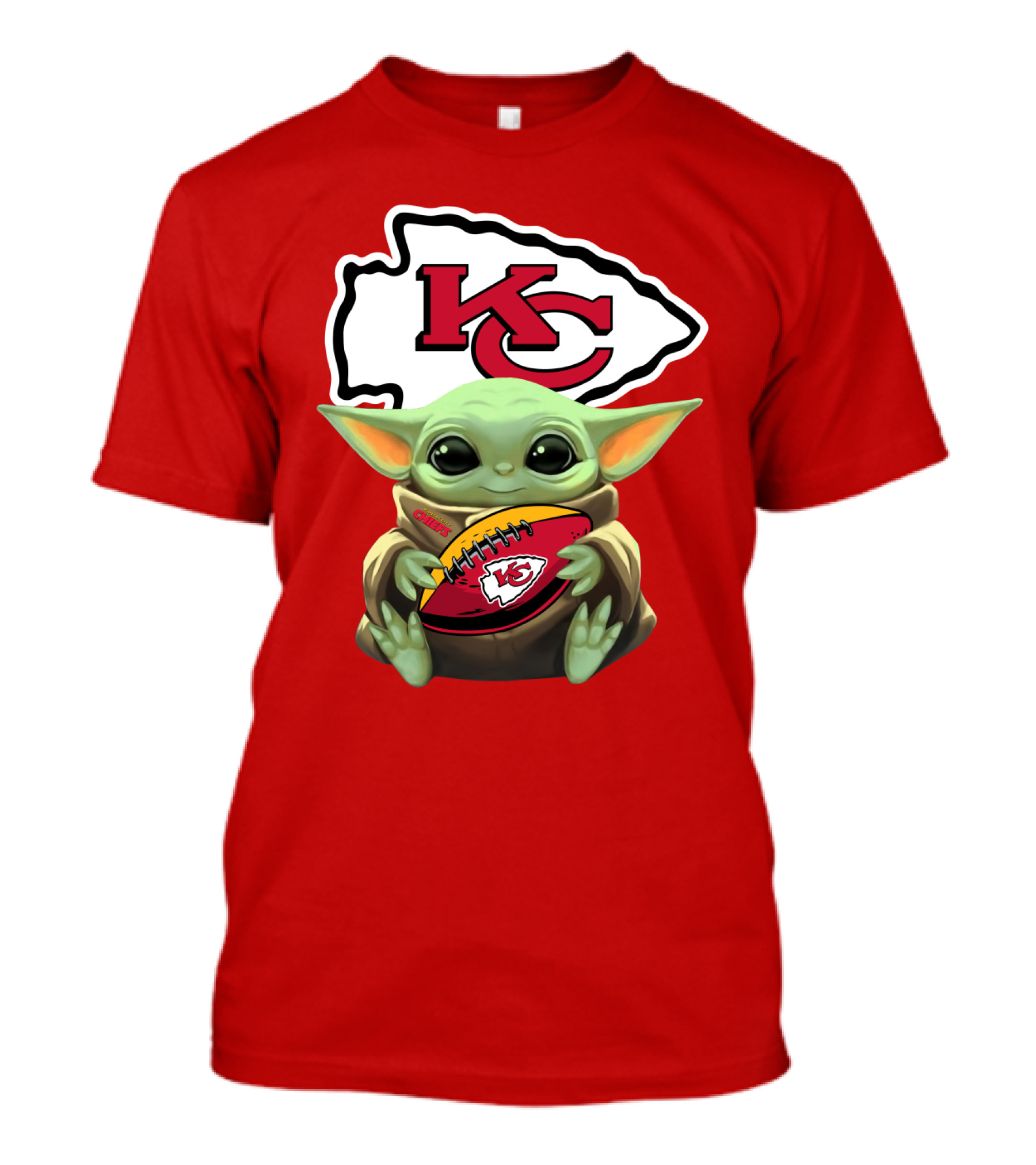 Babyyoda Holding Kansas City Chiefs Football T-Shirt
