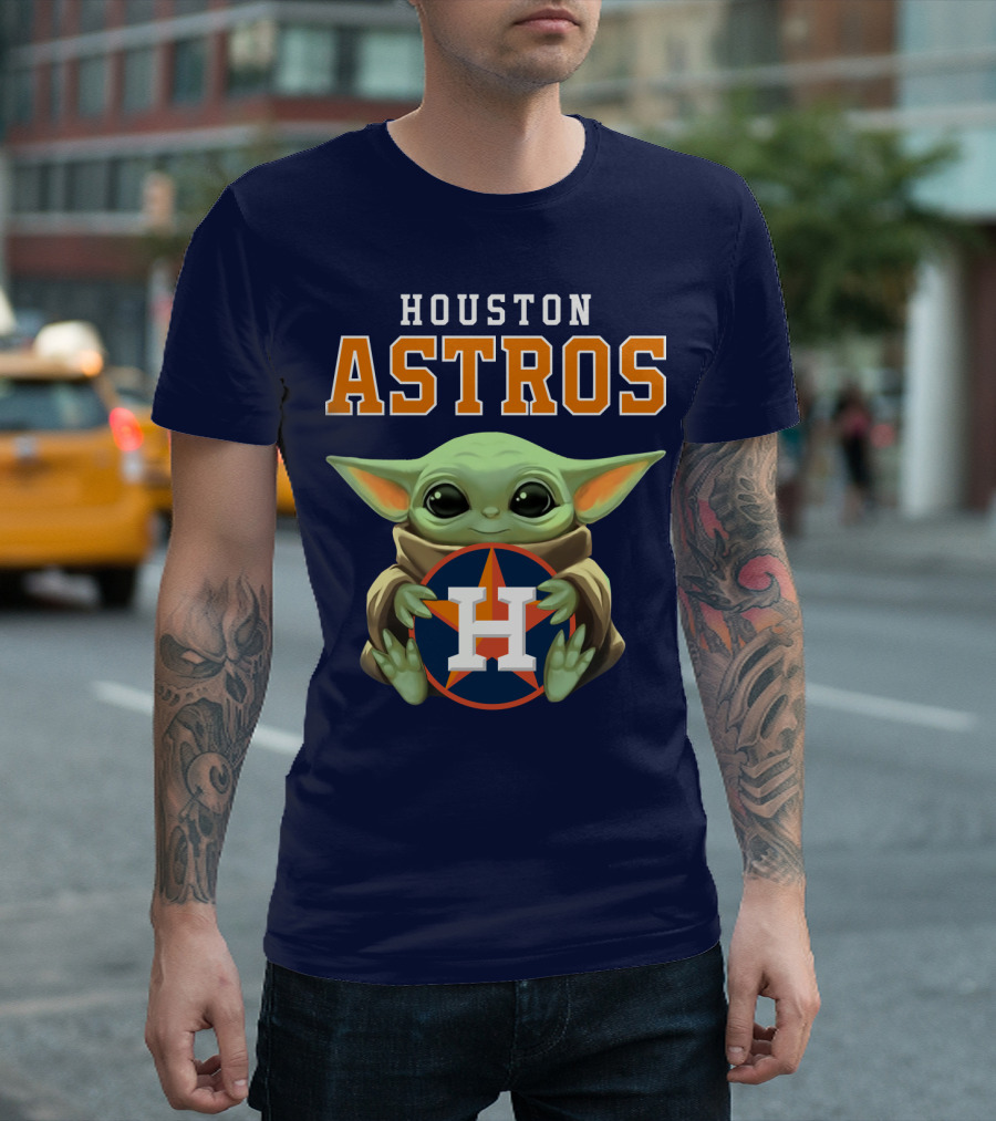 Houston Astros Baby Yoda Logo Fan T-Shirt