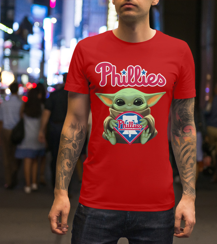 Phillies Baby Yoda Holding Phillies T-Shirt