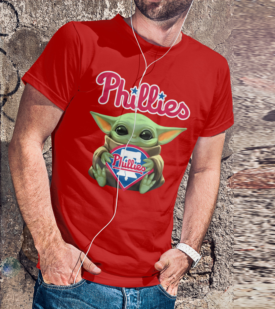 Phillies Baby Yoda Holding Phillies T-Shirt