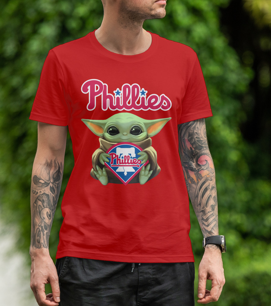 Phillies Baby Yoda Holding Phillies T-Shirt