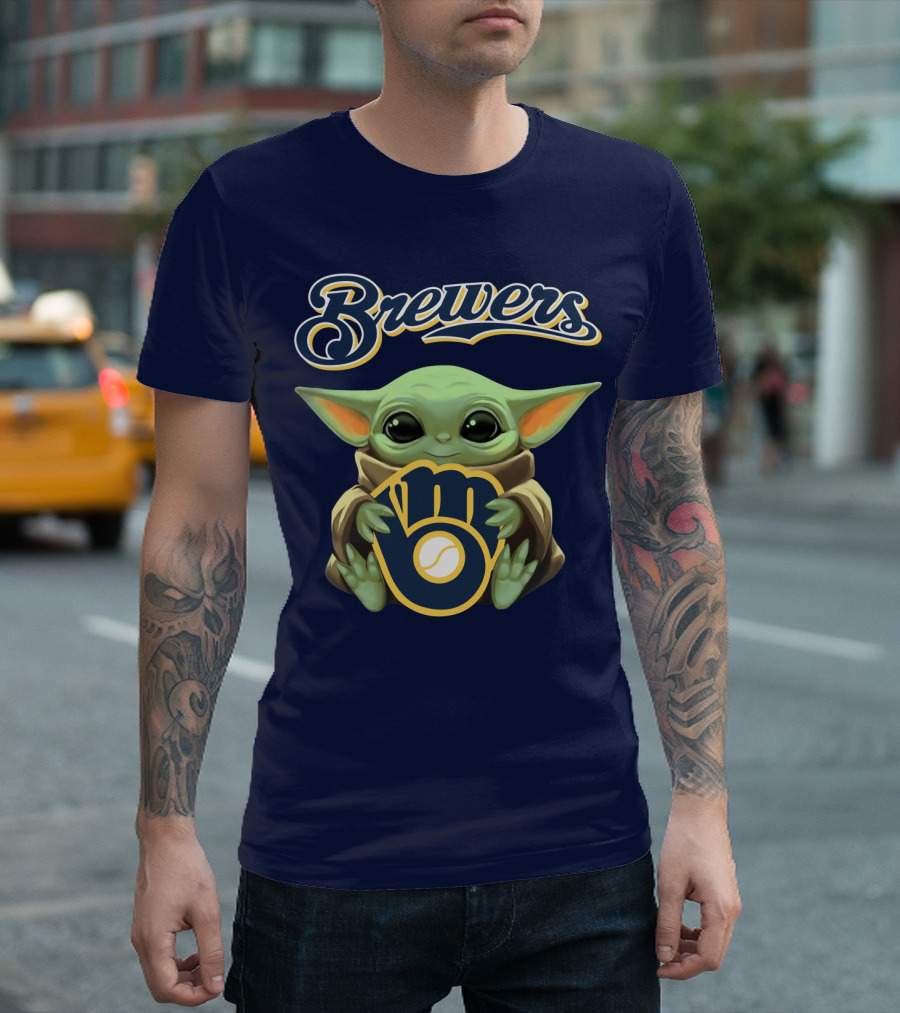 Brewers Baby Yoda Holding Milwaukee T-Shirt