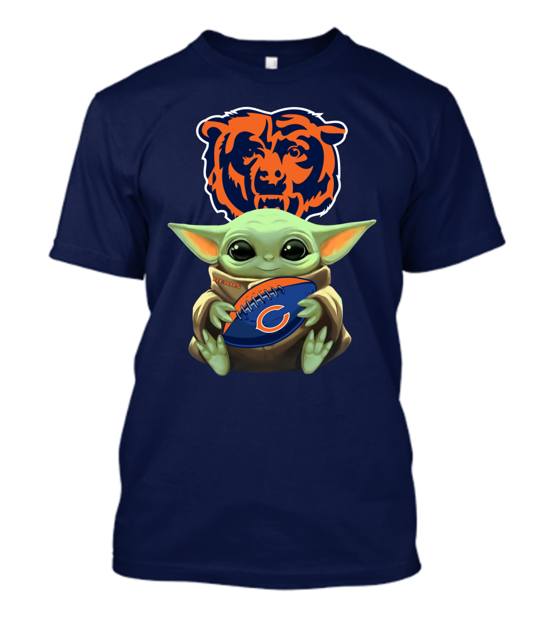 Chicago Bears Baby Yoda Holding Football T-Shirt