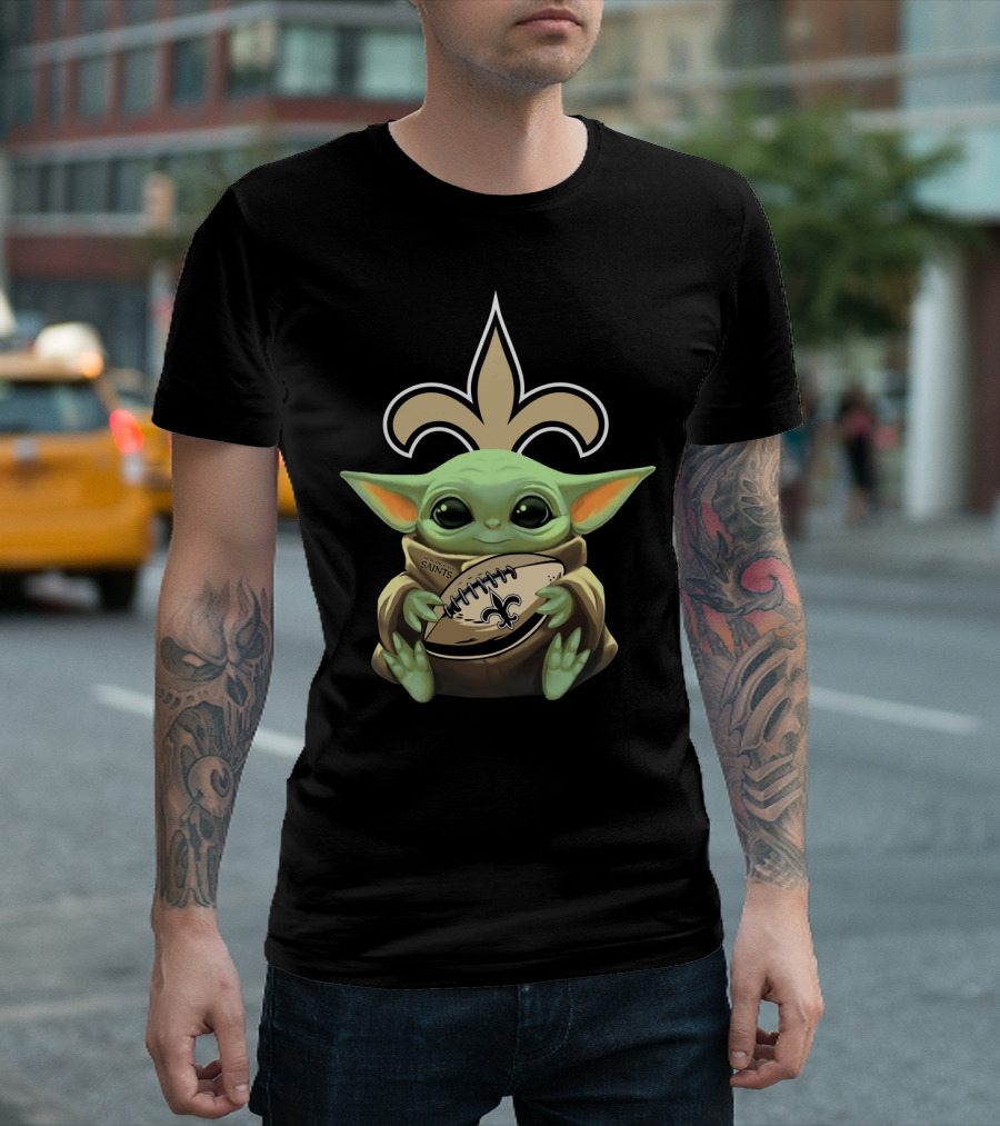 Baby Yoda New Orleans Saints Football Fleur-De-Lis T-Shirt