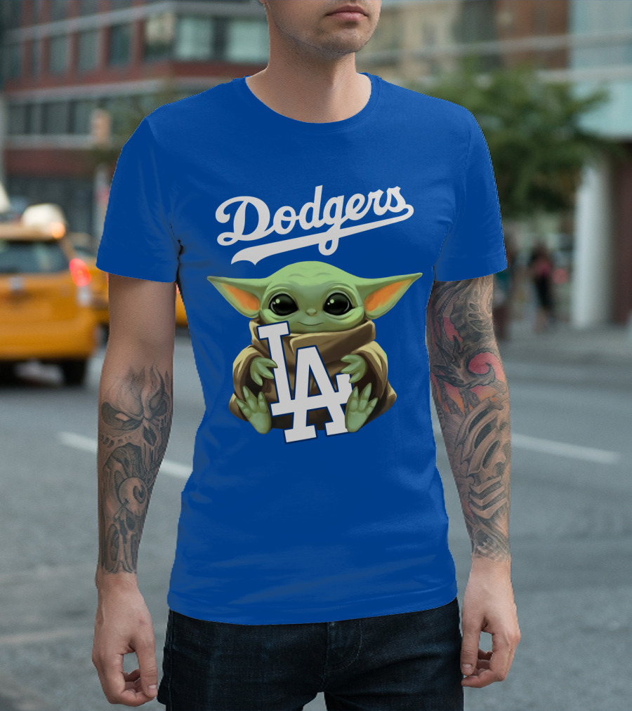 Dodgers Baby Yoda Holding La Team T-Shirt