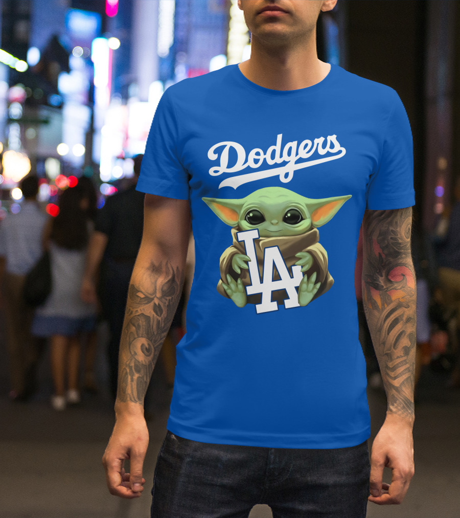 Dodgers Baby Yoda Holding La Team T-Shirt