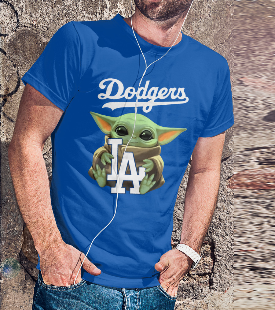 Dodgers Baby Yoda Holding La Team T-Shirt