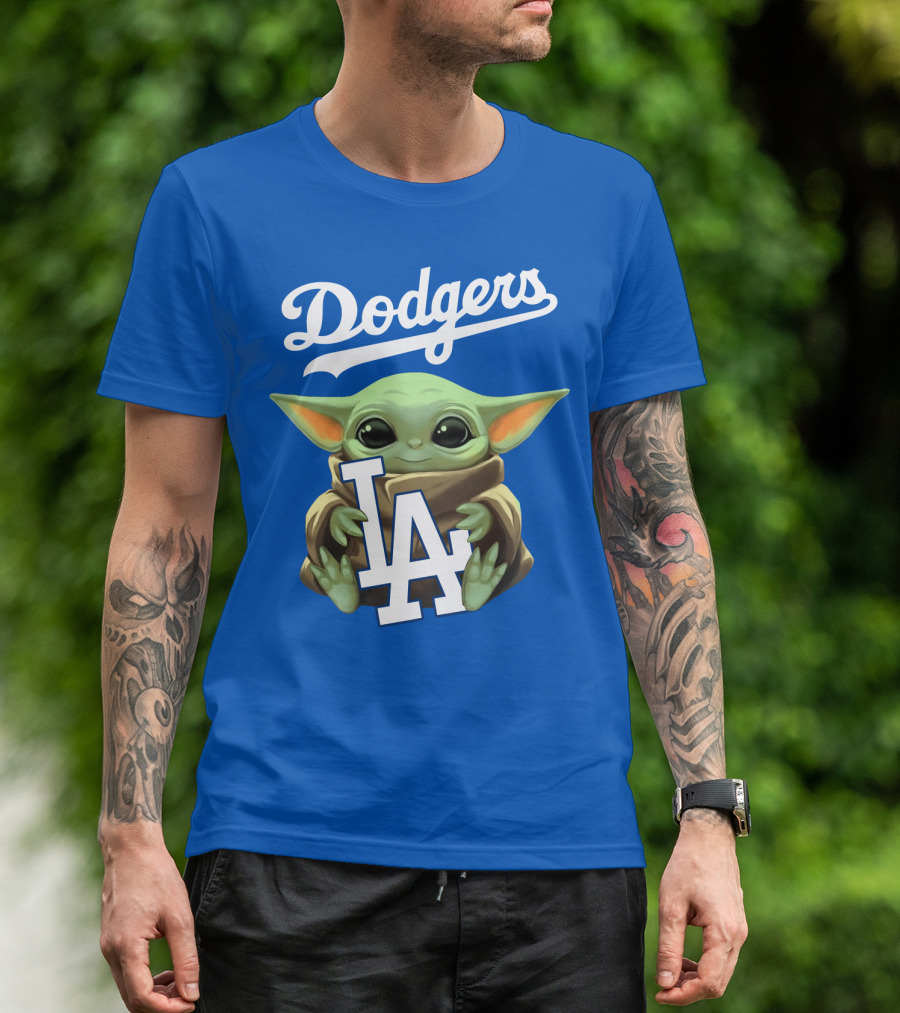 Dodgers Baby Yoda Holding La Team T-Shirt