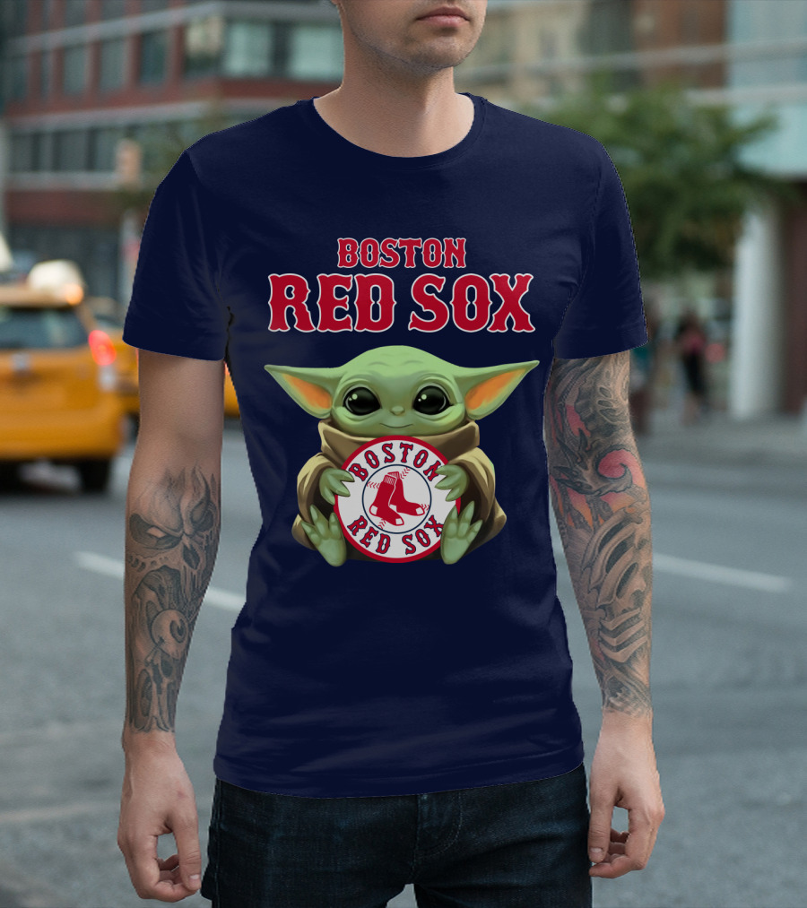 Boston Red Sox Baby Yoda Holding Team T-Shirt