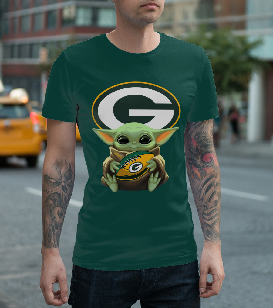 Baby Yoda Green Bay Packers Football Fan T-Shirt