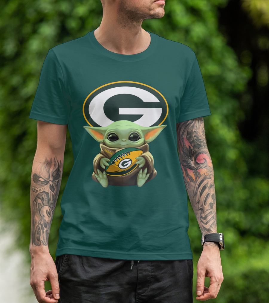 Baby Yoda Green Bay Packers Football Fan T-Shirt