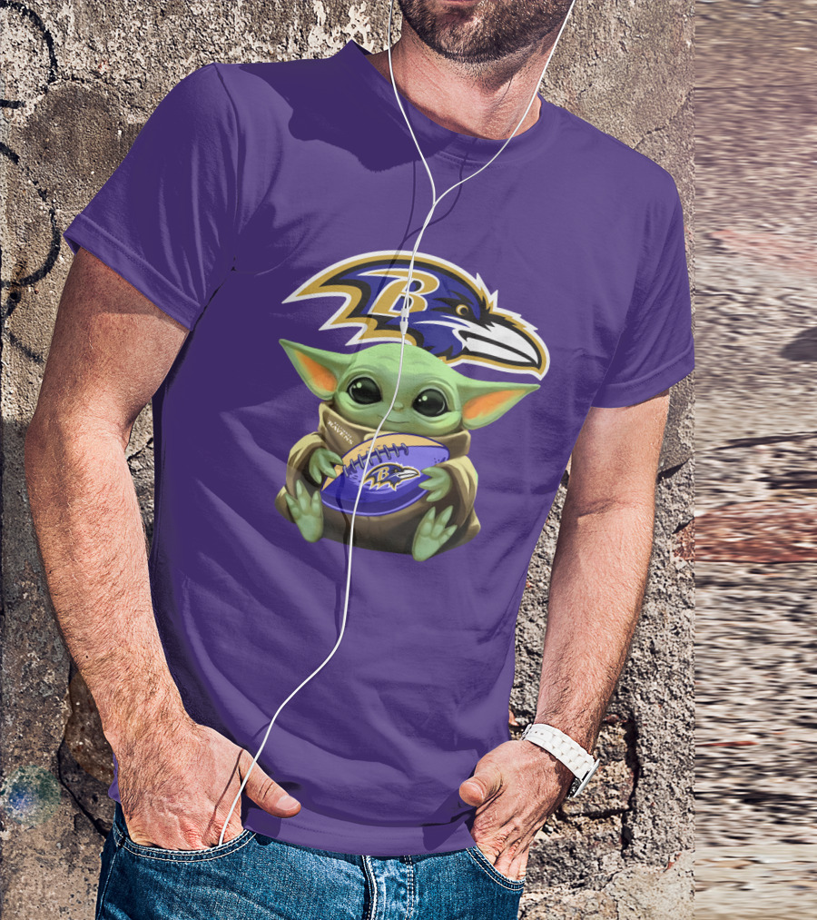 Baltimore Ravens Baby Yoda Football Fan T-Shirt