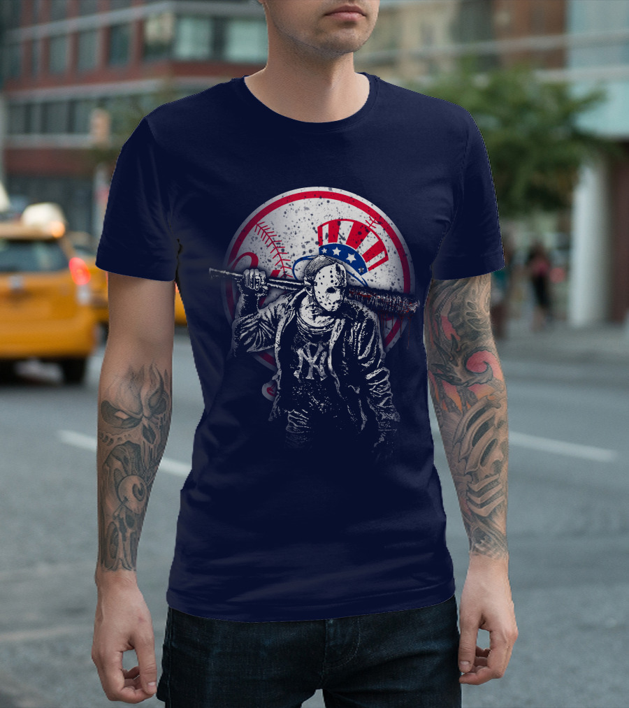 New York Baseball Icon With Mask And Bat T-Shirt