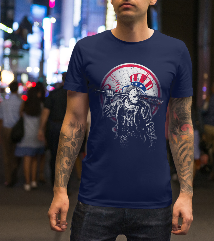 New York Baseball Icon With Mask And Bat T-Shirt