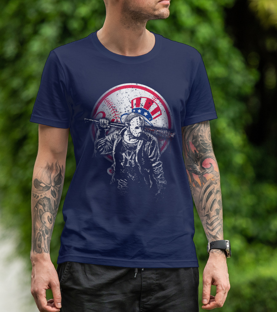 New York Baseball Icon With Mask And Bat T-Shirt