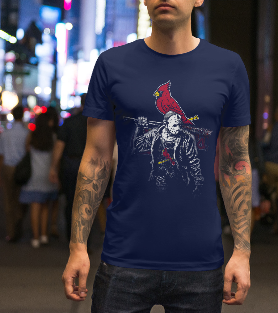 Cardinal Face Mask Bat T-Shirt