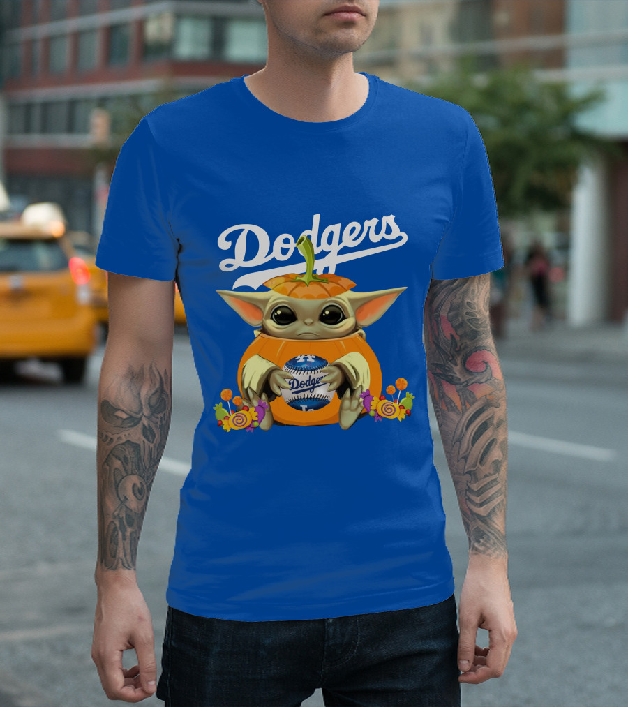 Dodgers Baby Yoda Pumpkin Halloween T-Shirt