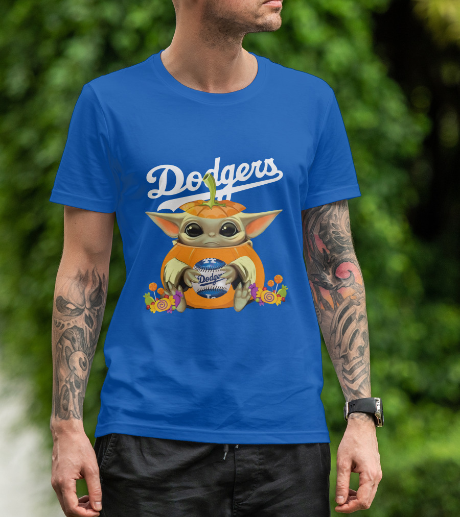 Dodgers Baby Yoda Pumpkin Halloween T-Shirt