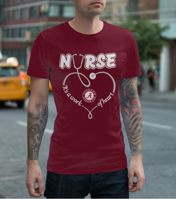 Nurse It's A Work Of Heart Alabama Crimson Tide T-Shirt