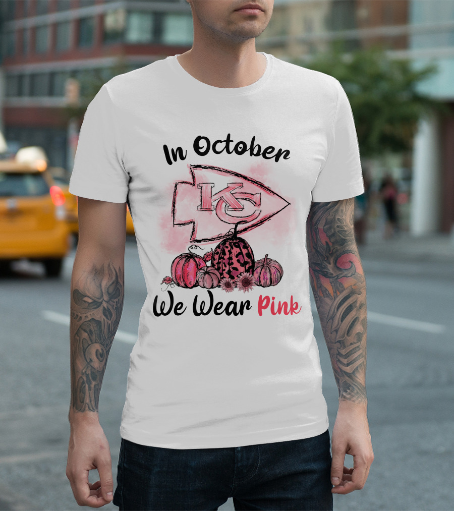 In October We Wear Pink Kc Pumpkin Edition T-Shirt