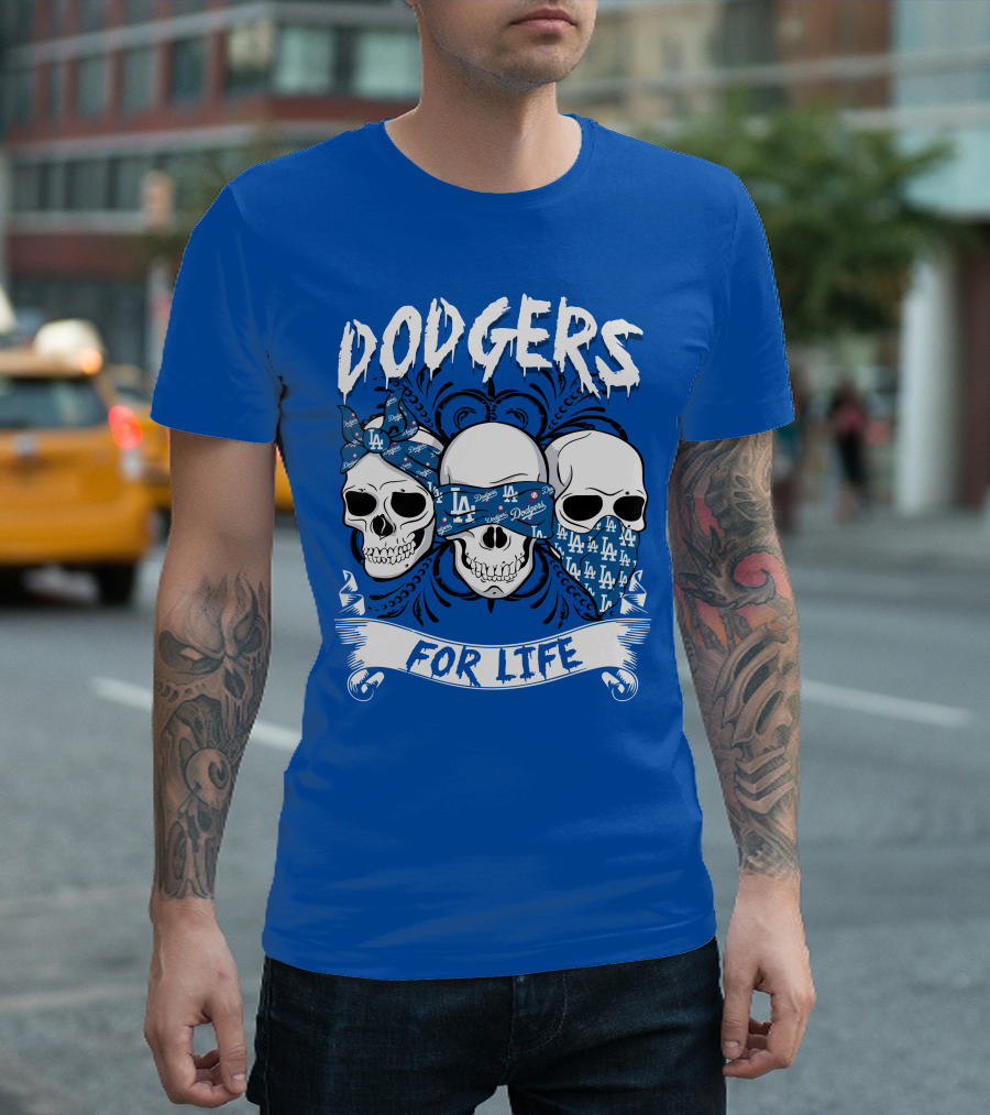 Dodgers For Life La Skulls Bandana T-Shirt