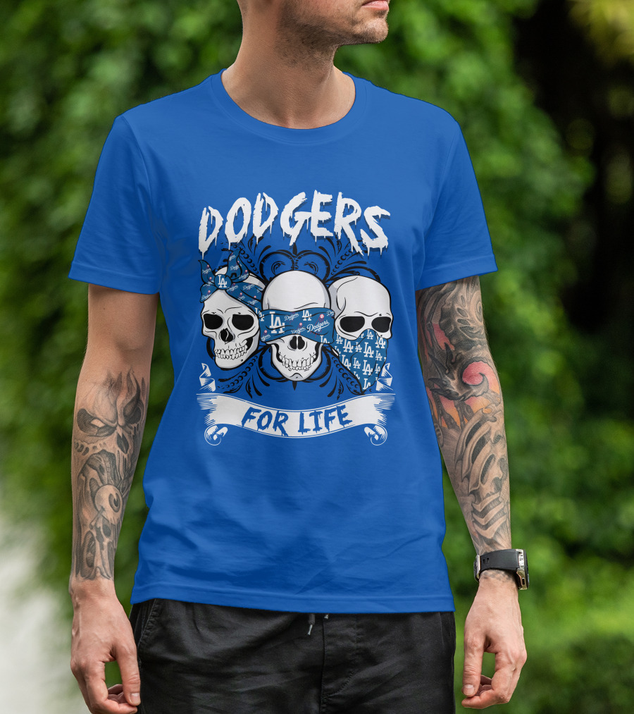 Dodgers For Life La Skulls Bandana T-Shirt