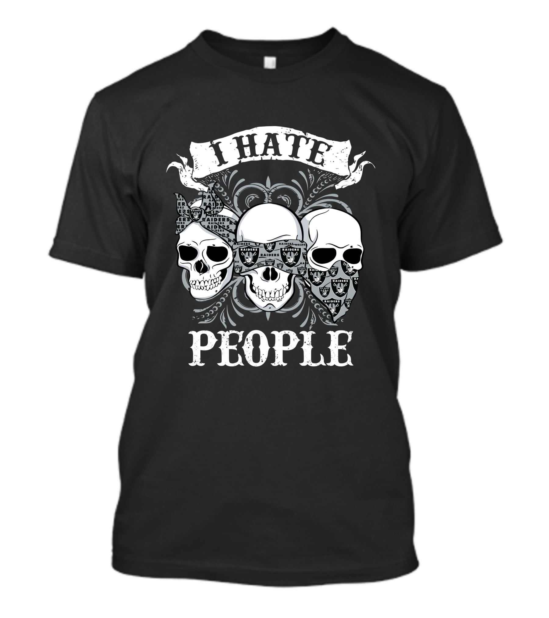 I Hate People Skulls With Bandana And Sunglasses T-Shirt