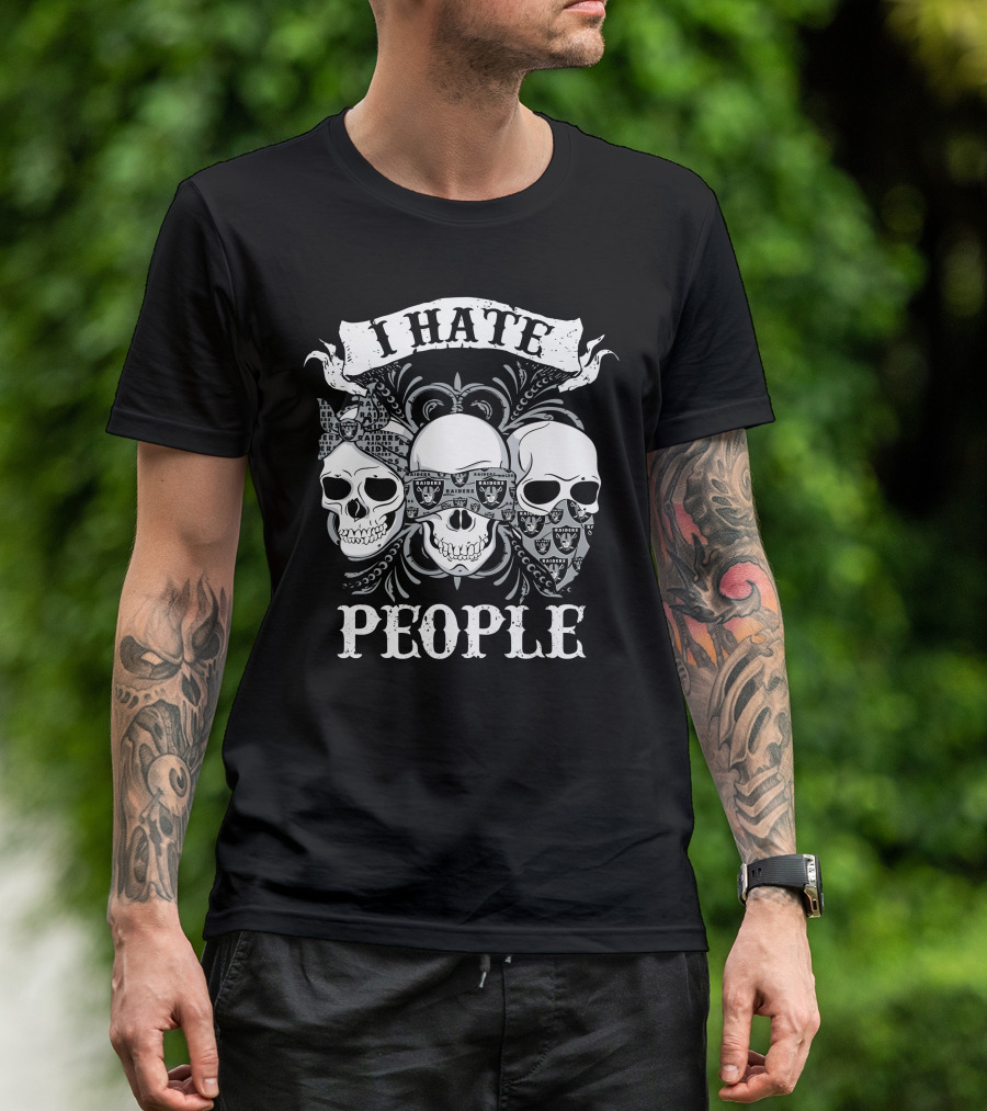 I Hate People Skulls With Bandana And Sunglasses T-Shirt