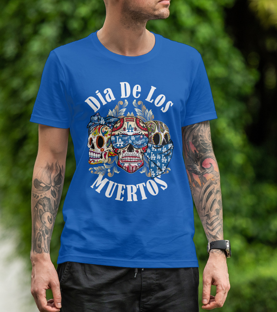 Dia De Los Muertos Dodgers La Skulls T-Shirt