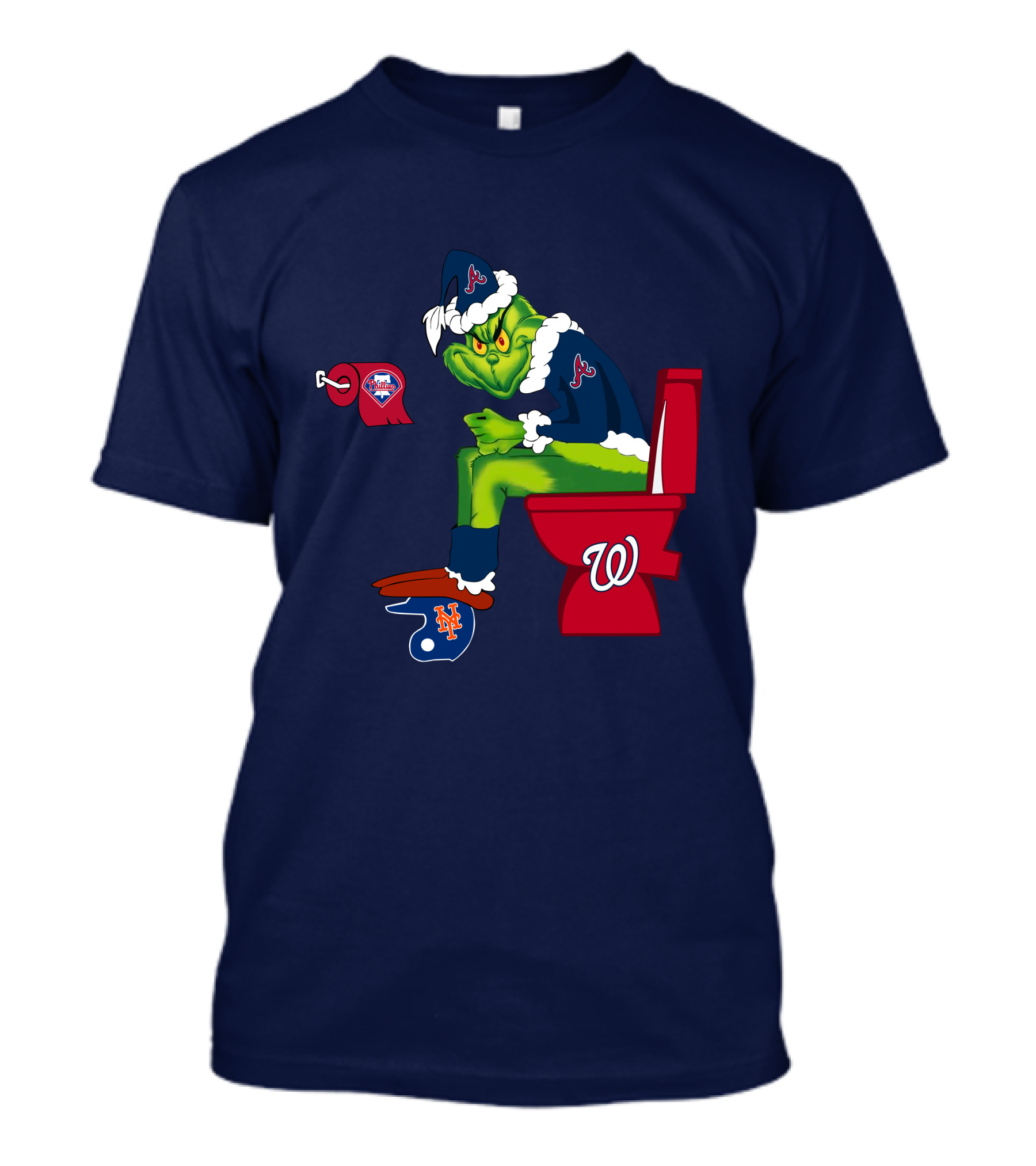 Atlanta Braves Grinch With New York Mets And Washington Nationals Logos T-Shirt