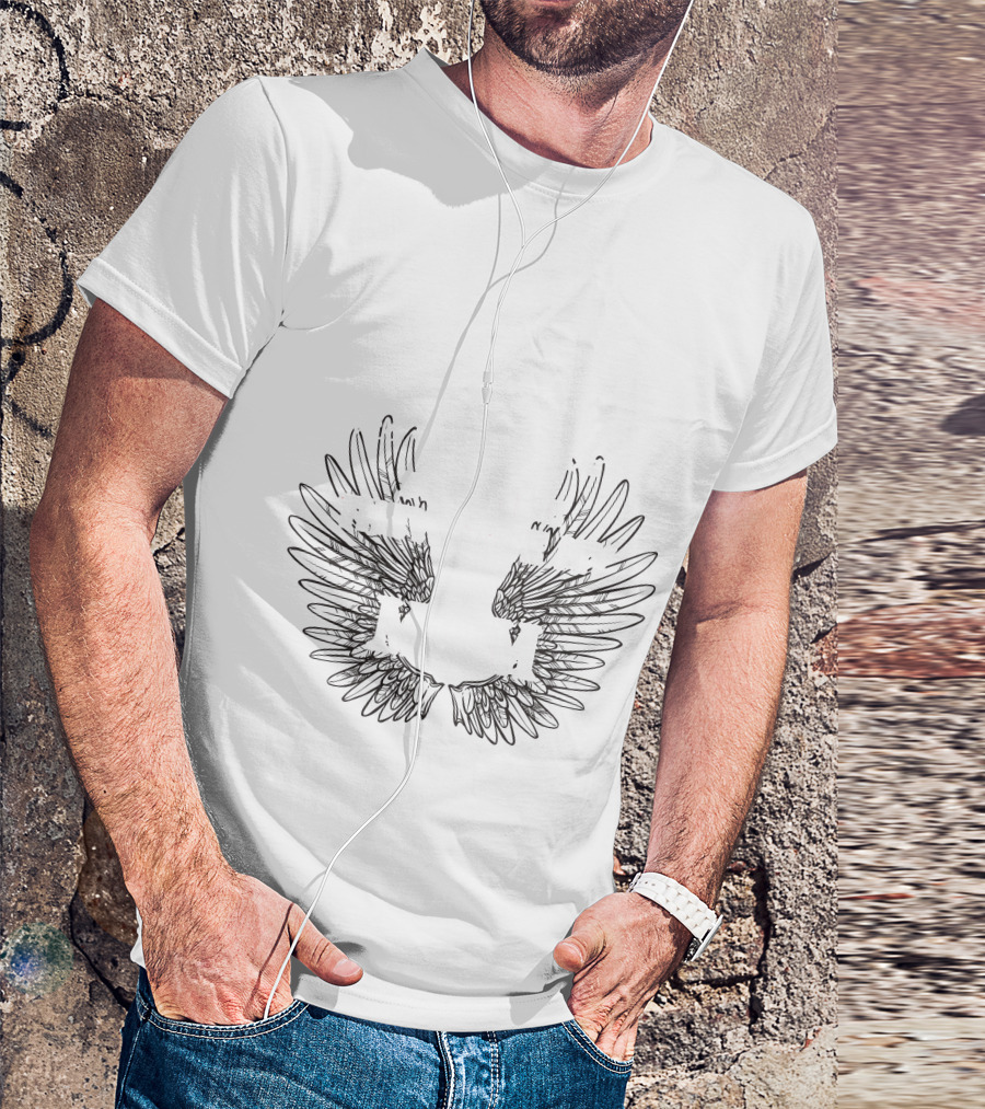 Heaven Is A Beautiful Place Angel Wing Outline T-Shirt