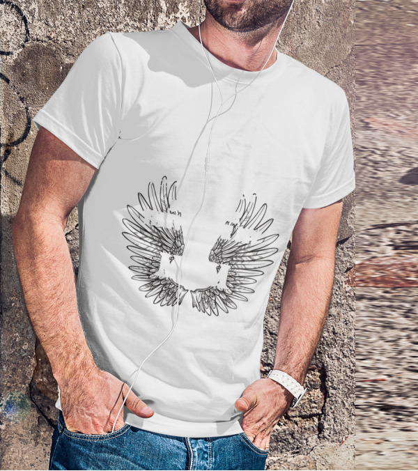 Heaven Is A Beautiful Place Angel Wing Outline T-Shirt