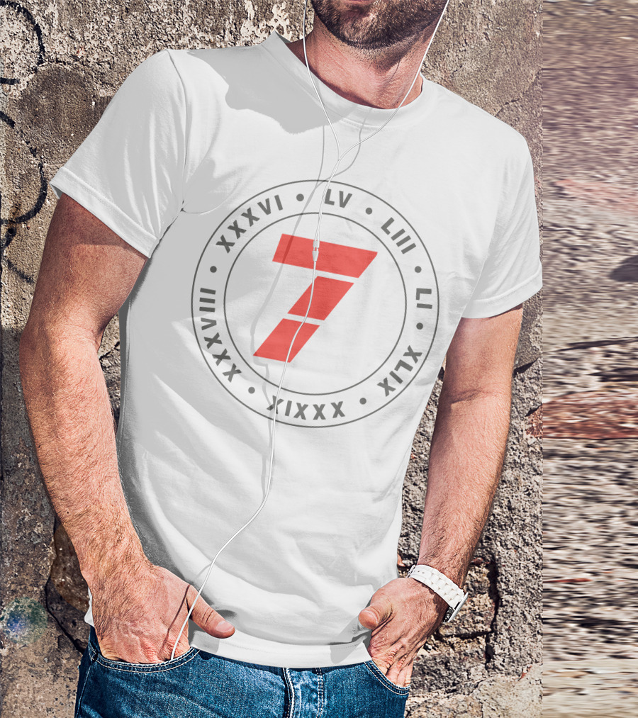 Tom Dady 7 Roman Numerals XXXVI LV LIII LI XIX XXI XLVII XLIX T-Shirt