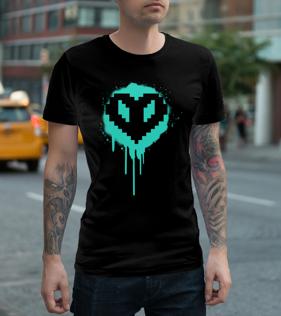 Dream SMP Members Neon Pixel Heart Drip T-Shirt