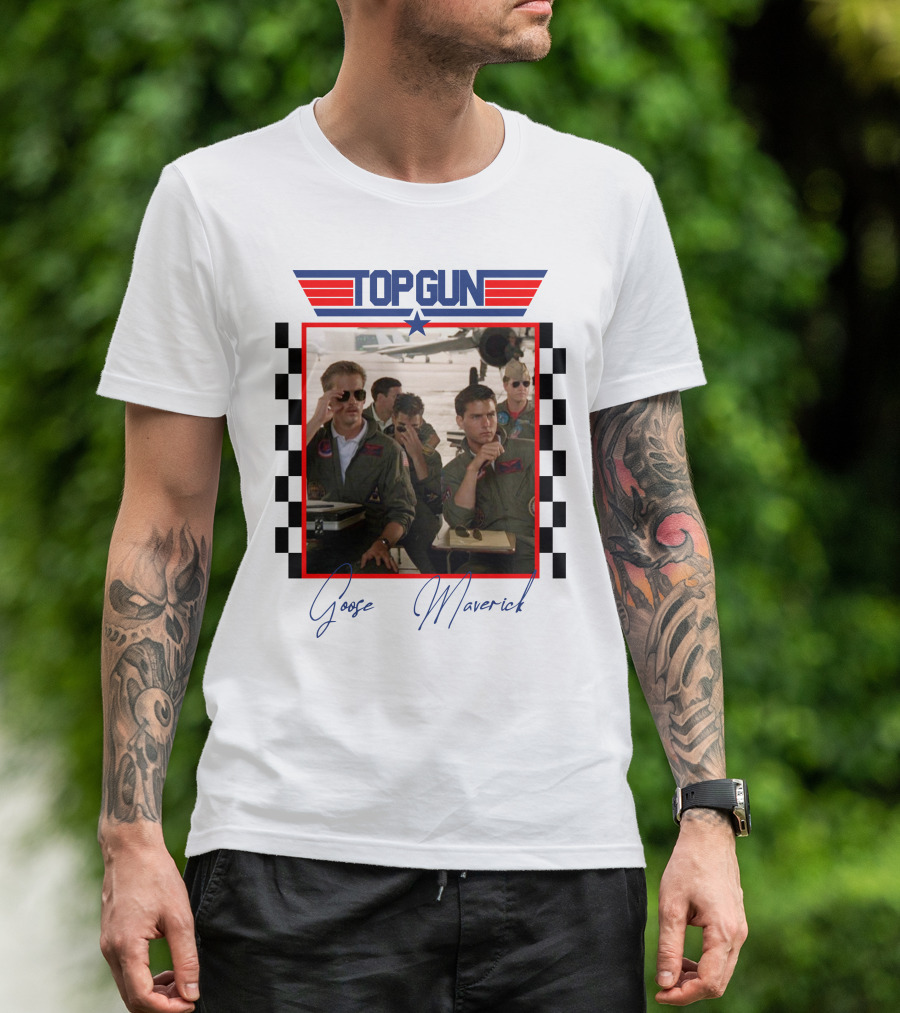 Top Gun Goose Maverick Classic Aviation Icons In Signature Flight Gear T-Shirt