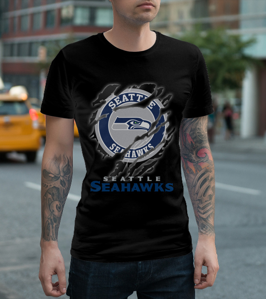 Seattle Seahawks Logo Claw Marks T-Shirt