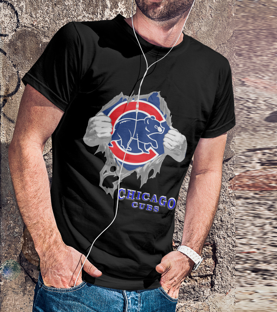Chicago Cubs Logo Burst With Bear And Hands T-Shirt