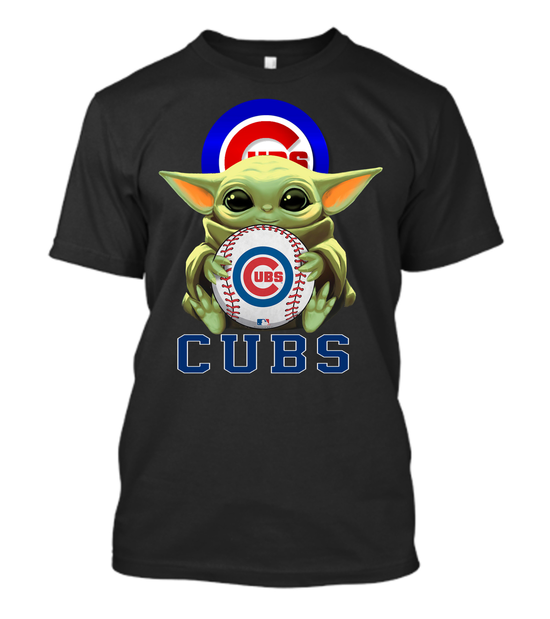 Cubs Baseball Star Wars Yoda Holding Mlb T-Shirt