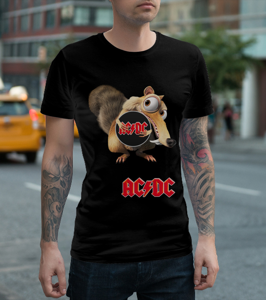 Ac/Dc 04 Ice Age Squirrel Holding T-Shirt